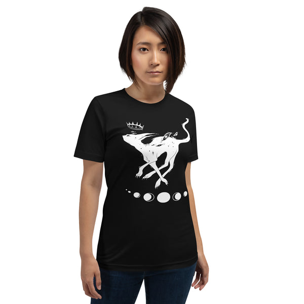 White Running Cat, Unisex T-Shirt