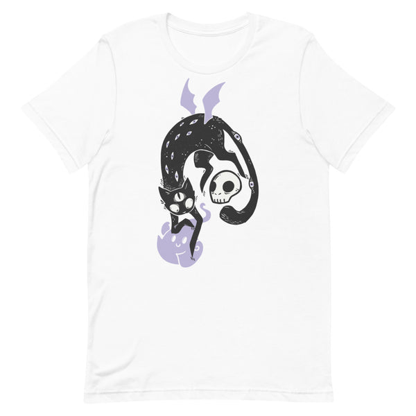 Winged Cat, Unisex T-Shirt, Silver Or White