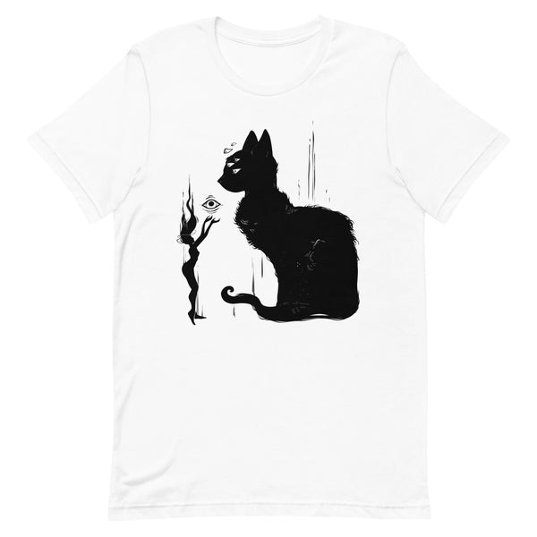 Black Cat With Witch T-Shirt, Goth Clothing