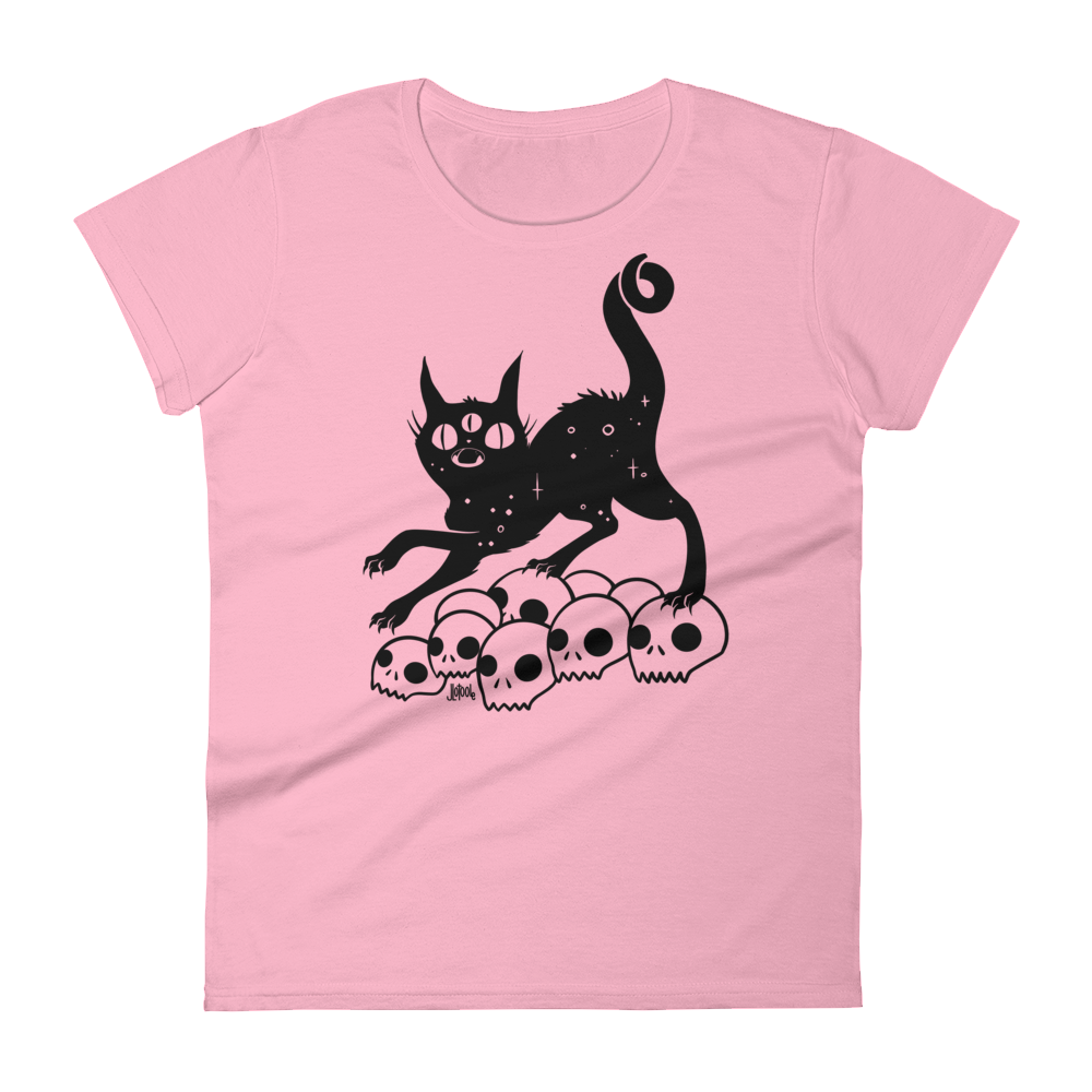 Cat On Skulls, Ladies T-Shirt