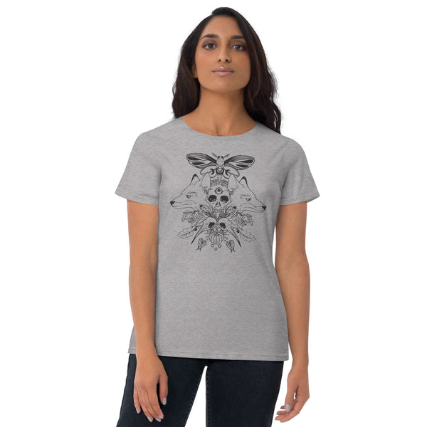 Foxes And Skull, Ladies T-Shirt