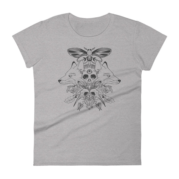 Foxes And Skull, Ladies T-Shirt