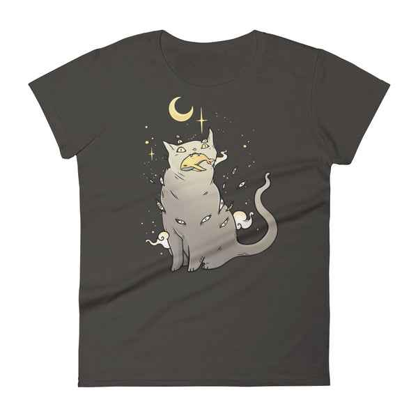 Cat And Whale, Ladies T-Shirt, Smoke