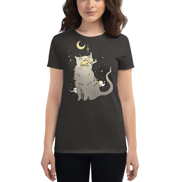 Cat And Whale, Ladies T-Shirt, Smoke