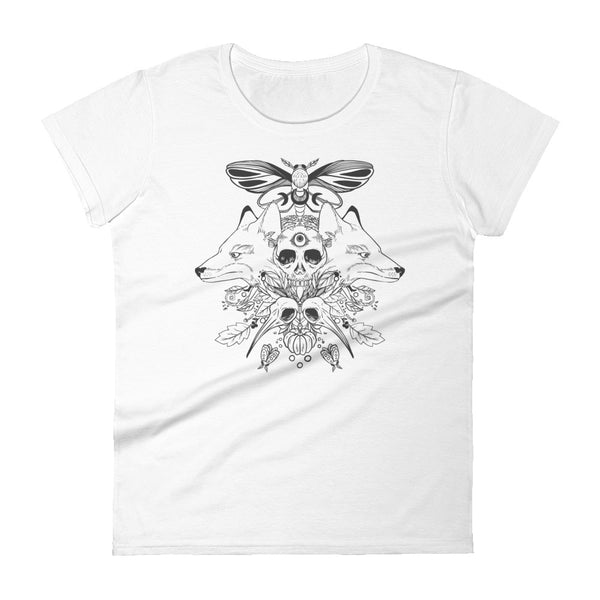 Foxes And Skull, Ladies T-Shirt