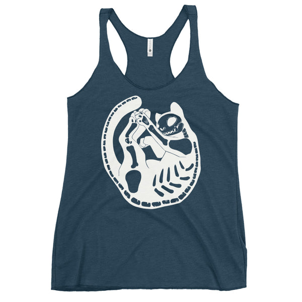 Skeleton Cat, Ladies Racerback Tank Top