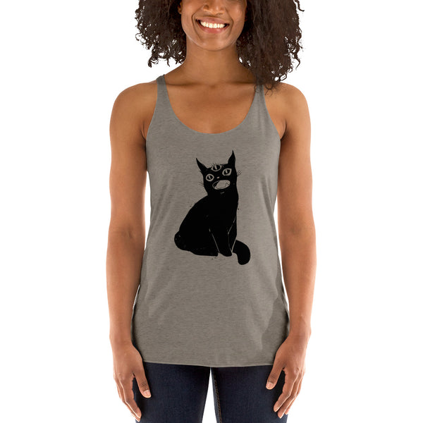 Black Cat With Third Eye, Racerback Tank Top