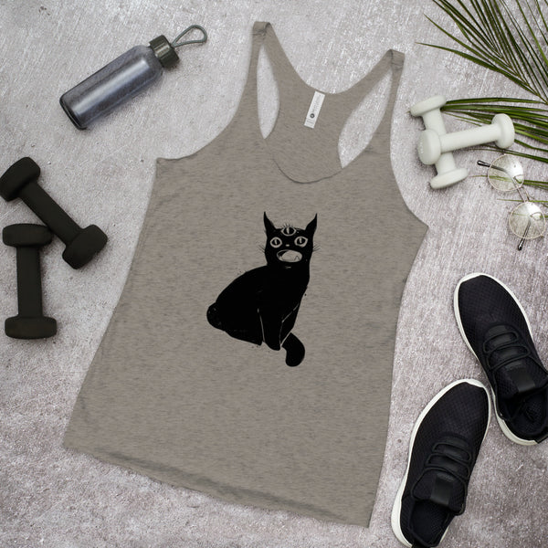 Black Cat With Third Eye, Racerback Tank Top