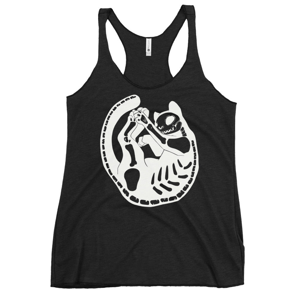 Skeleton Cat, Ladies Racerback Tank Top