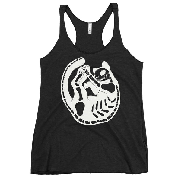 Skeleton Cat, Ladies Racerback Tank Top