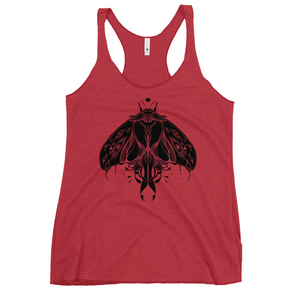 Luna Moth, Ladies Racerback Tank Top, Vintage Red