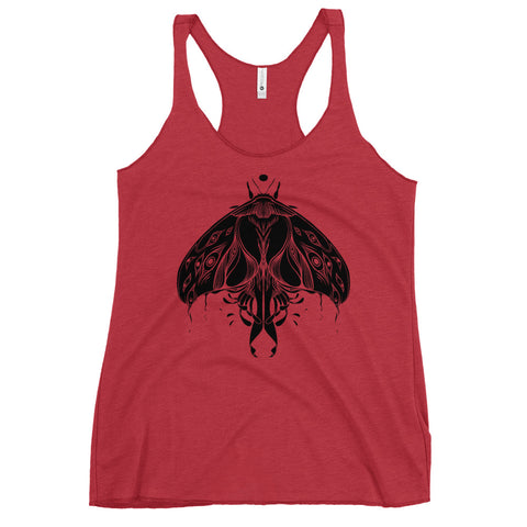 Luna Moth, Ladies Racerback Tank Top, Vintage Red